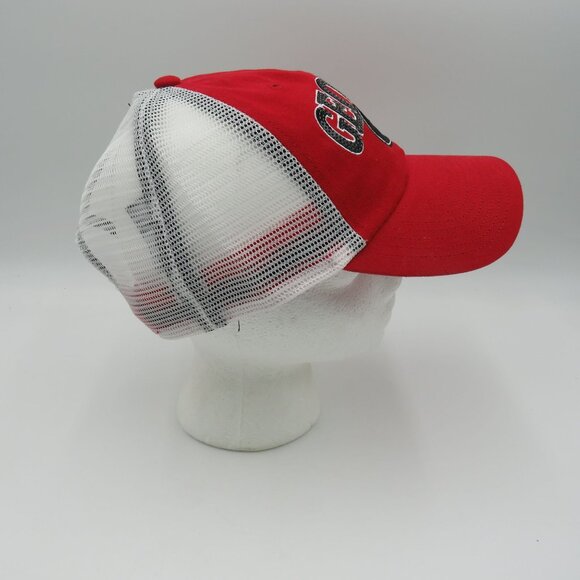 Georgia Bulldogs Snapback Hat Womens Sequins Red White Mesh Trucker Clean Up Cap - Picture 3 of 9